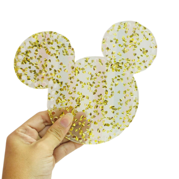 Base de Bolsa Mickey Transparente c/ Confete Dourado